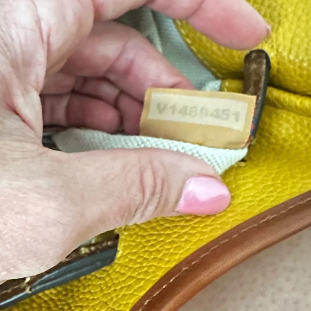 Dooney & Bourke Yellow Pebble Leather Hobo with Brown Trim and Wallet